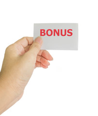 concept photo of hand hold card with wording bonus