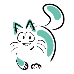 Cute walking cat. Vector illustration.