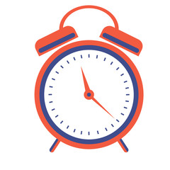 Vector illustration of red alarm clock, isolated on the white background