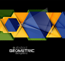 Fototapeta premium Textured paper geometric shapes on black