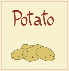 isolated potato on light background, handwritten text