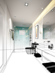 abstract sketch design of interior bathroom 