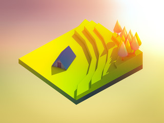 green earth concept in isometric view, isometric background