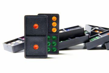 Colorful dominoes on white background.