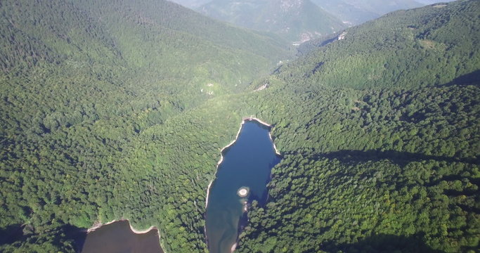 Aerial view of Biogradsko Lake, Biogradska Gora national park in Montenegro