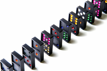 Colorful dominoes on white background.