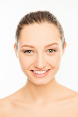 Obraz premium Close-up portrait of pretty young lady with pure skin