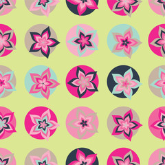 Seamless colorful vector background with decorative flowers
