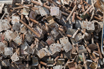 The various metal hardware background.