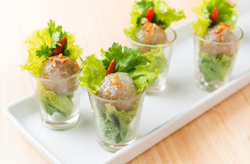 tapioca balls with pork filling