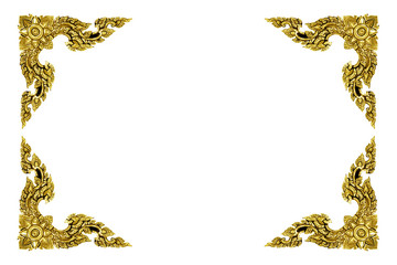 old decorative frame - handmade, engraved - isolated on white ba