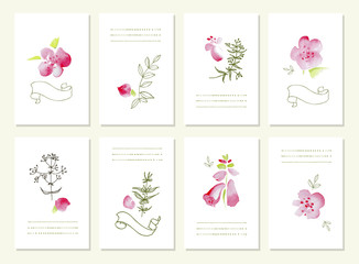 Fototapeta na wymiar Hand drawn collection of romantic floral invitations. Wedding, birthday, Valentine's day. Isolated.