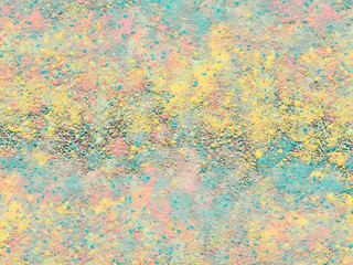 Абстрактная текстура, фон. Желтые, розовые и голубые цвета. Рассыпан песок или краска на стене. Разноцветные вкрапления. Яркий фон 