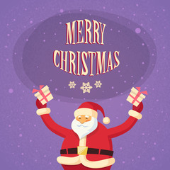 Santa Clause Hold Gift Box Present Merry Christmas