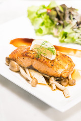 Grilled salmon steak