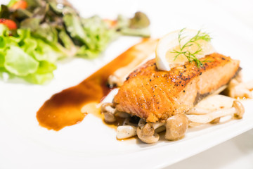 Grilled salmon steak