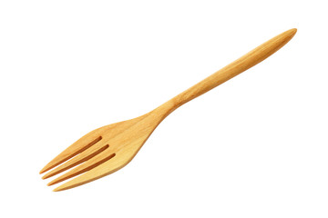 wooden fork Isolated on White Background