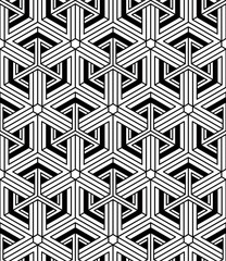 Monochrome abstract interweave geometric seamless pattern. Vecto