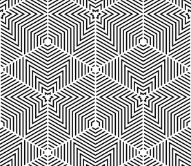 Black and white illusive abstract geometric seamless 3d pattern.