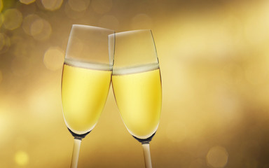 Feuerwerk mit Sekt