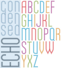 Poster echo light striped font, bright transparent condensed upp