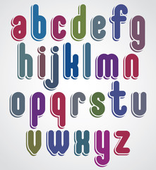 Rounded cartoon colorful lowercase letters with white outline, j