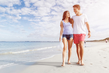 Romantic young couple on the beach