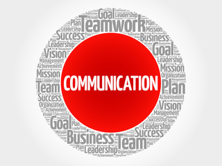 COMMUNICATION circle word cloud, business concept