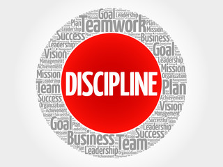 DISCIPLINE circle word cloud, business concept