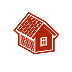 Simple village mansion icon, vector abstract house. Country hous
