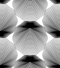 Fototapeta na wymiar Continuous vector pattern with black graphic lines, decorative 