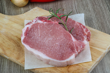 Raw pork steak