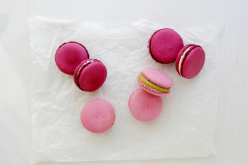 sweet french macaroons top view