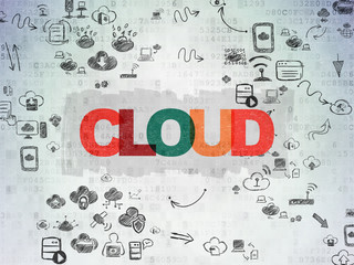 Cloud networking concept: Cloud on Digital Paper background