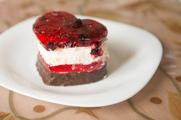 Delicious heart shaped cake. cake in the shape of heart. cake on Valentine's Day, a puff pies,
