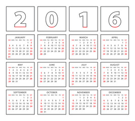 Calendar 2016