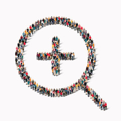  people shape  magnifying glass plus