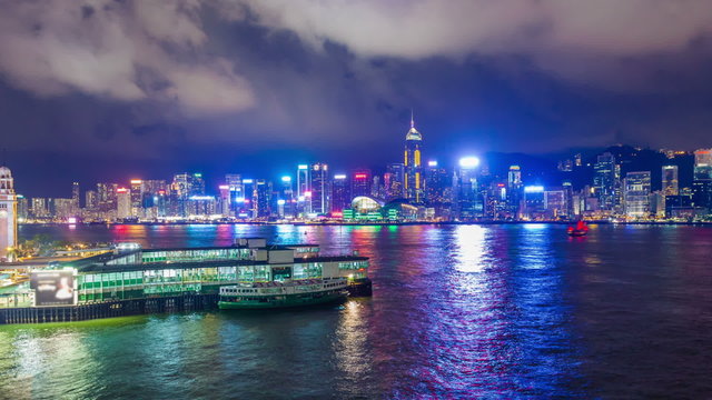 Hyperlapse video of Ferry terminal and Victoria Harbour in Hong Kong