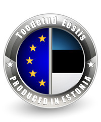Fototapeta premium Produced in Estonia label and EU label