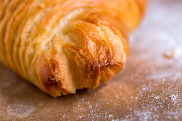 croissant close up view in the bakery