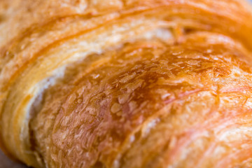 croissant close up view in the bakery