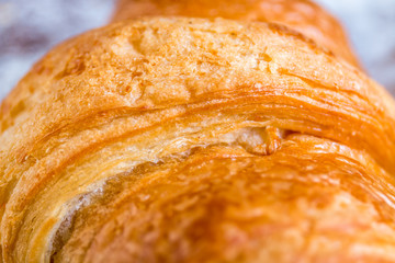 croissant close up view in the bakery