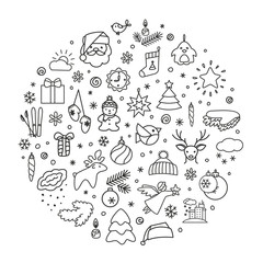 Backgrounds with icons - New Year, Christmas, winter