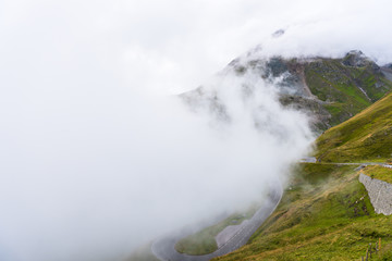 The Grossglockner mountains in foggy weather