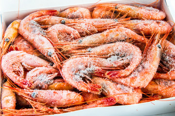 frozen shrimp in a box