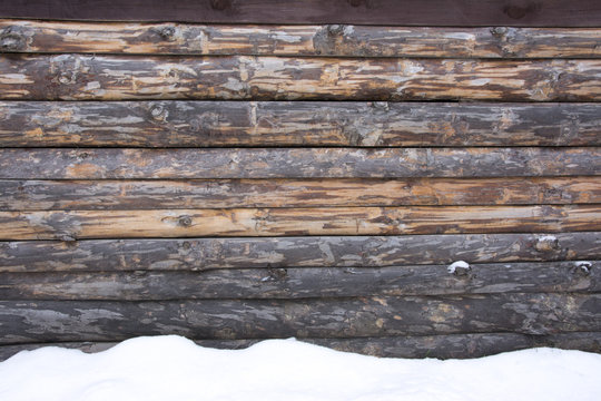Old wood texture with snow christmas background