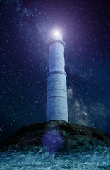 Foto auf Acrylglas Stars over lighthouse © nexusseven