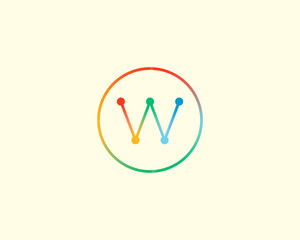 Abstract letter W logo design template. Colorful lined creative sign. Universal vector icon.