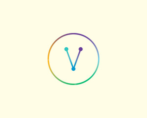 Abstract letter V logo design template. Colorful lined creative sign. Universal vector icon.