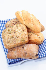 bread with spices on rustic napkin